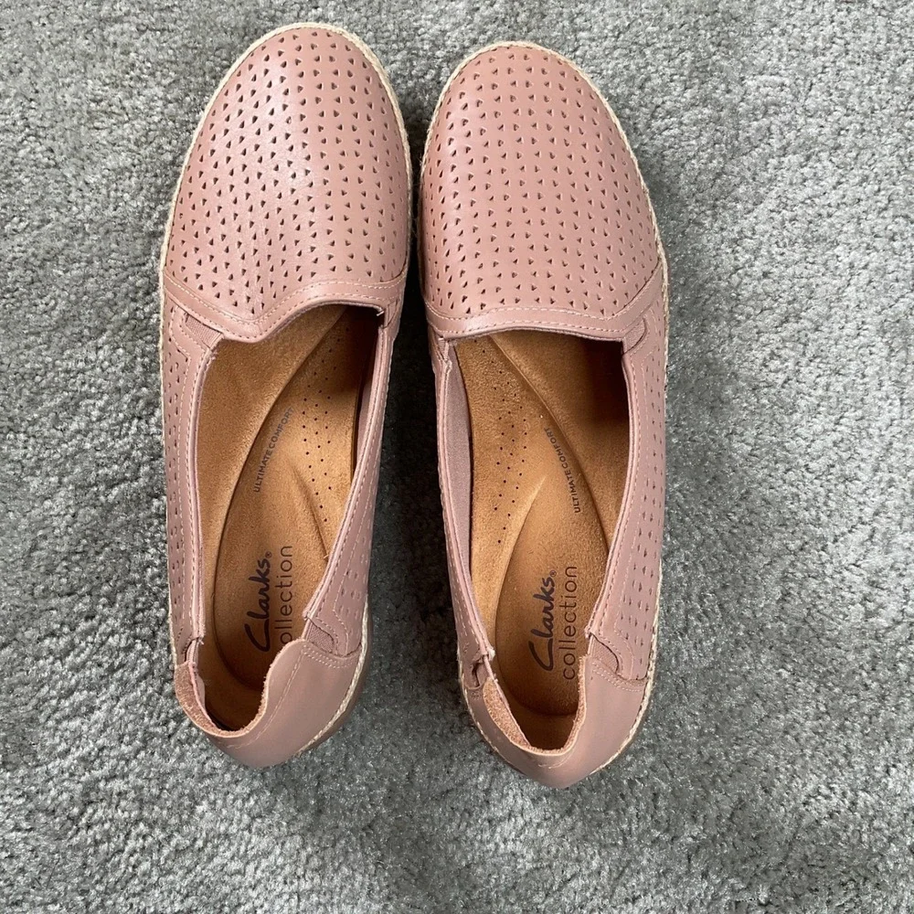 Clarks Collection Elaina Ruby  Womens 9.5 Pink‎  Perforated Espadrille Flats